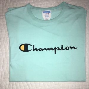 Champion Crewneck T-shirt teal Xlarge Rare